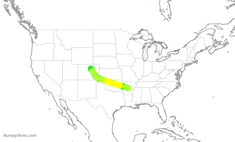 Turbulence forecast map for SWA2518, LIT to DEN