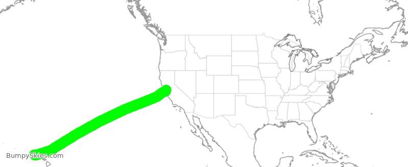 Turbulence forecast map for SWA2523, LIH to OAK