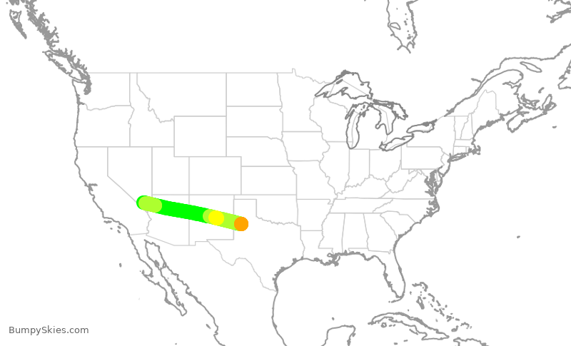 Turbulence forecast map for SWA2524, LBB to LAS