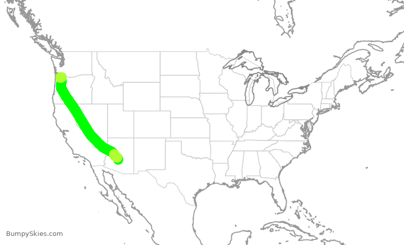 Turbulence forecast map for SWA2532, PHX to PDX