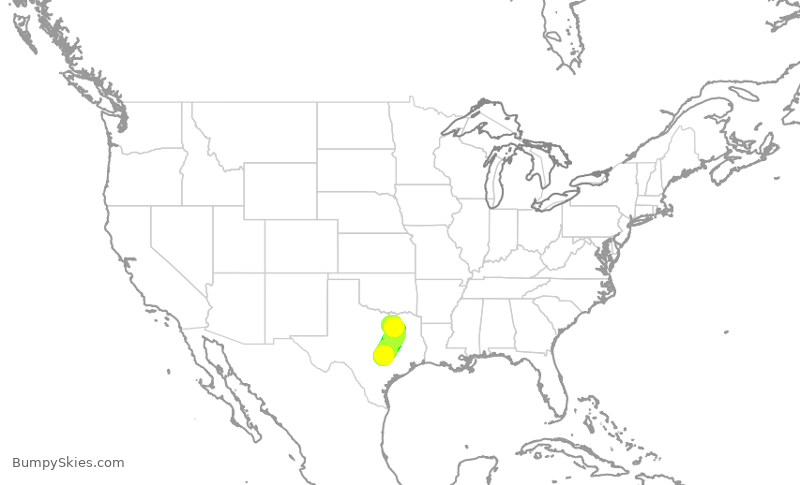 Turbulence forecast map for SWA2536, AUS to DAL