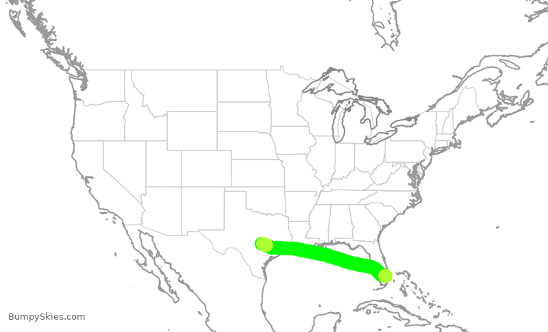 Turbulence forecast map for SWA2539, FLL to AUS