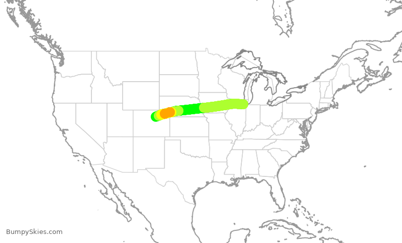 Turbulence forecast map for SWA2539, MDW to DEN