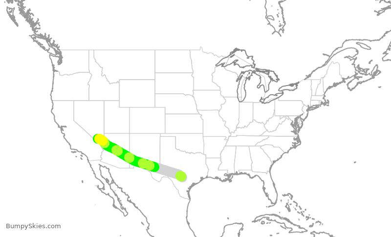 Turbulence forecast map for SWA2543, SAT to LAS