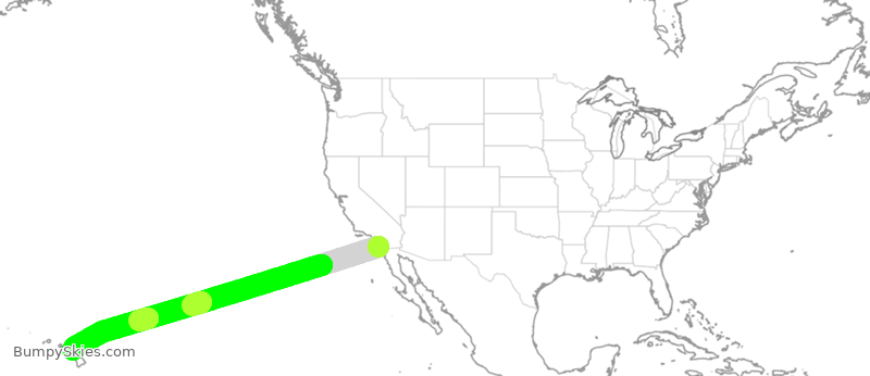 Turbulence forecast map for SWA2546, SAN to OGG
