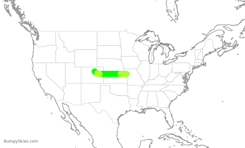 Turbulence forecast map for SWA2549, MCI to DEN