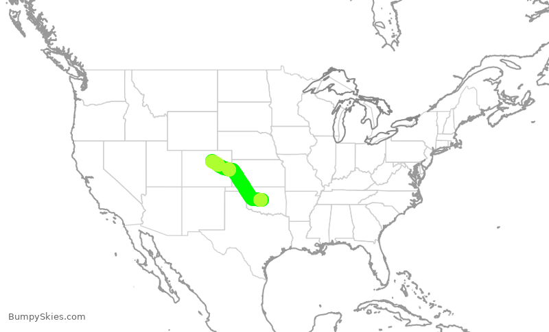 Turbulence forecast map for SWA254, OKC to DEN