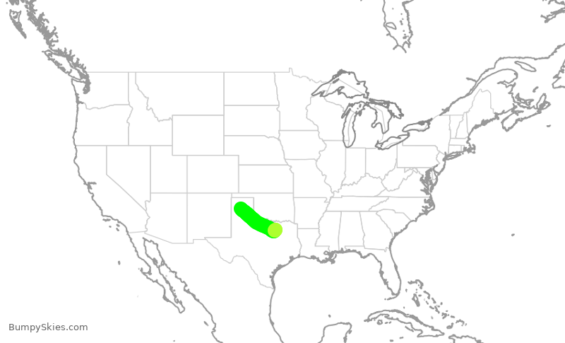 Turbulence forecast map for SWA2550, DAL to AMA