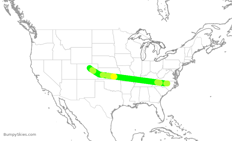 Turbulence forecast map for SWA2553, RDU to DEN