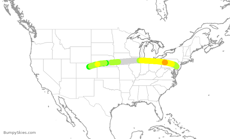 Turbulence forecast map for SWA2557, PHL to DEN