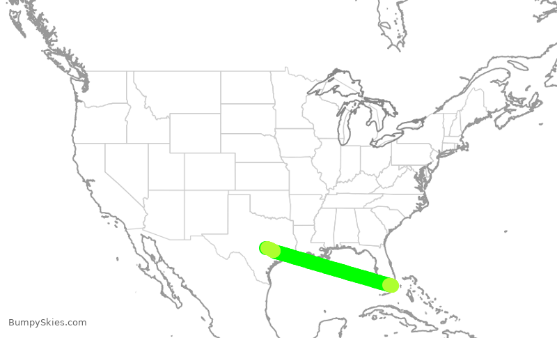 Turbulence forecast map for SWA2561, MIA to AUS