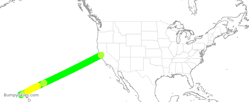 Turbulence forecast map for SWA2564, OAK to HLI