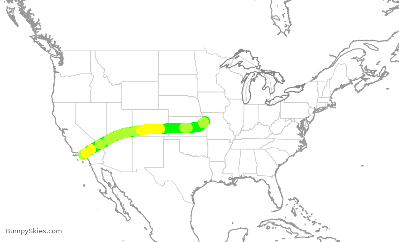 Turbulence forecast map for SWA2567, LAX to MCI