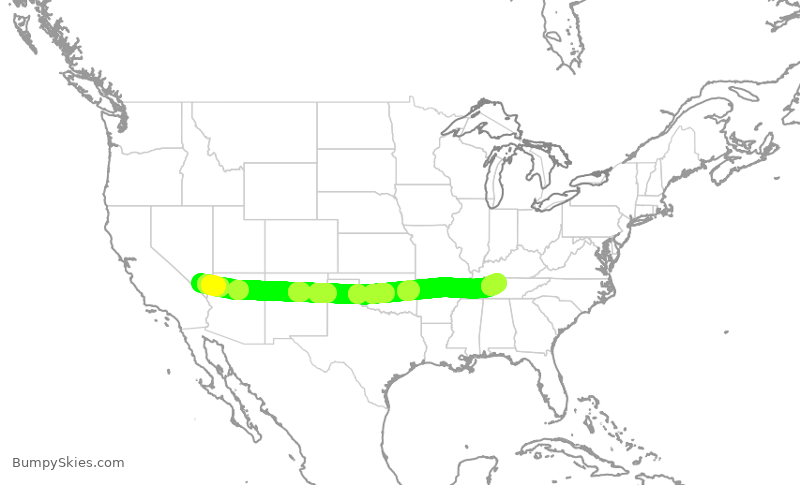 Turbulence forecast map for SWA2569, LAS to BNA