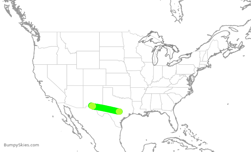 Turbulence forecast map for SWA2572, AUS to ELP