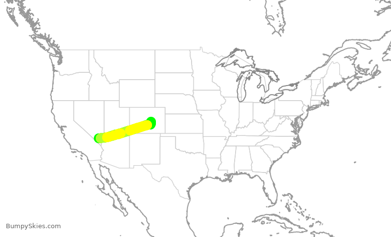 Turbulence forecast map for SWA2575, LAS to COS