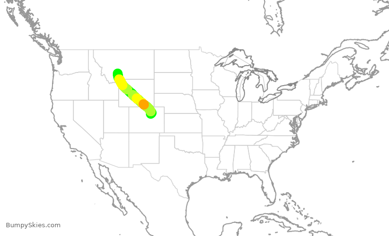 Turbulence forecast map for SWA2583, DEN to BZN