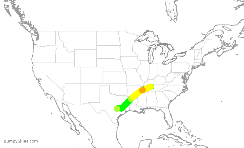 Turbulence forecast map for SWA258, AUS to BNA