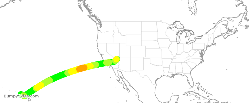 Turbulence forecast map for SWA2591, LIH to LAS