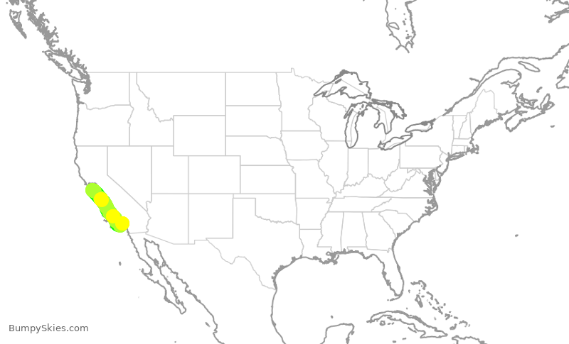 Turbulence forecast map for SWA2594, SJC to SNA