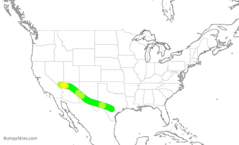 Turbulence forecast map for SWA2597, LAS to SAT
