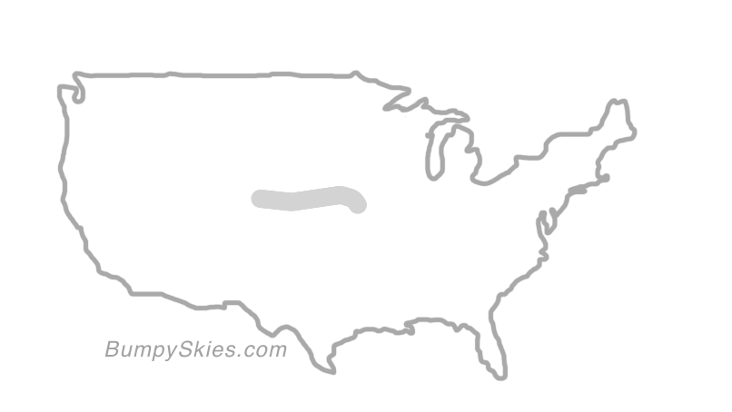 Map of continental US with illustrated flight path and turbulence forecast (described in text below)