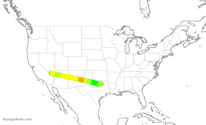 Turbulence forecast map for SWA2609, DAL to LAS