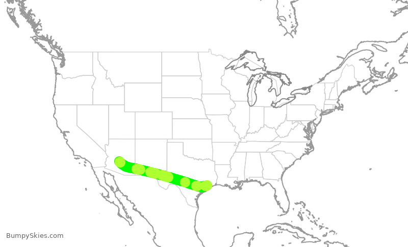 Turbulence forecast map for SWA2612, PHX to HOU