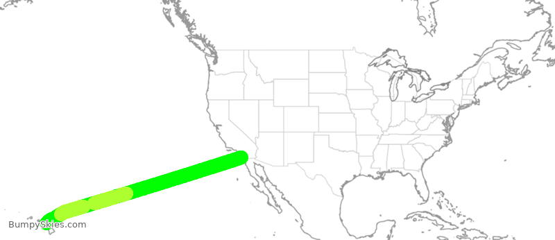 Turbulence forecast map for SWA2618, SAN to OGG