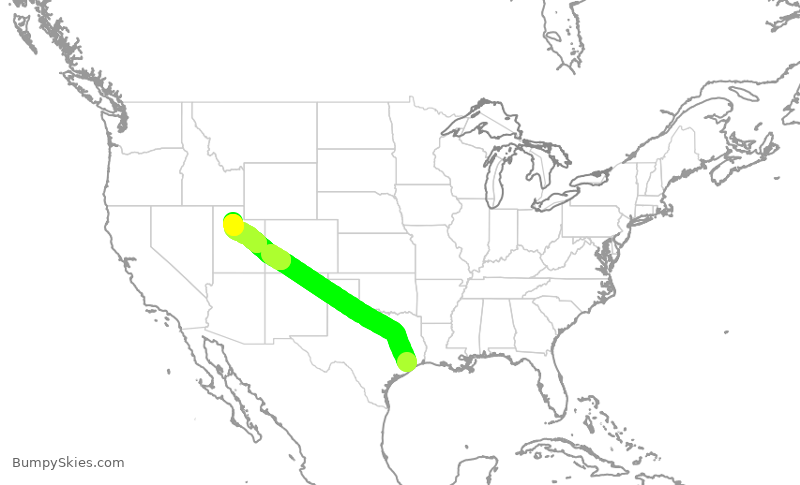 Turbulence forecast map for SWA2619, HOU to SLC