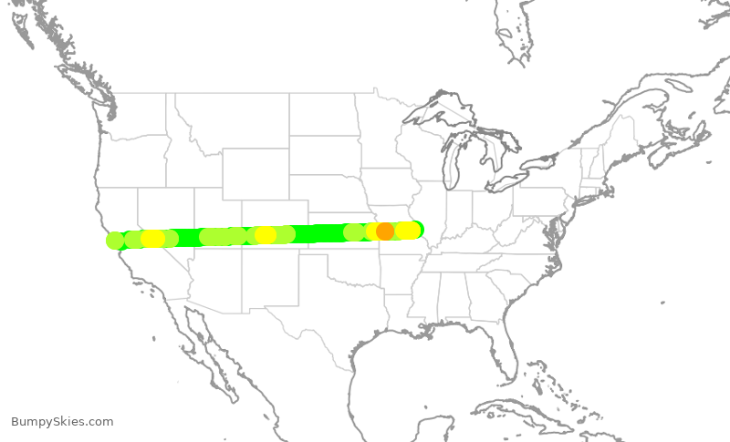 Turbulence forecast map for SWA261, STL to SFO
