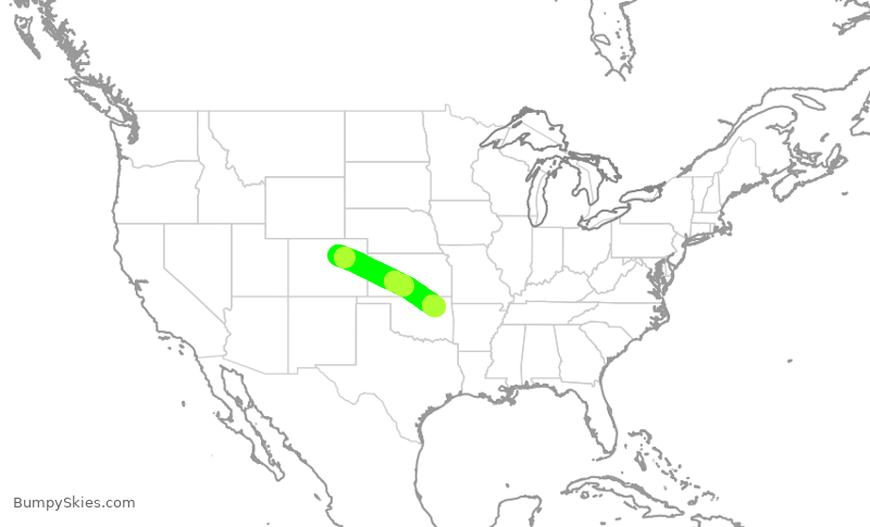 Turbulence forecast map for SWA2621, DEN to TUL