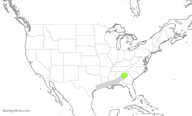 Turbulence forecast map for SWA2622, HOU to ATL
