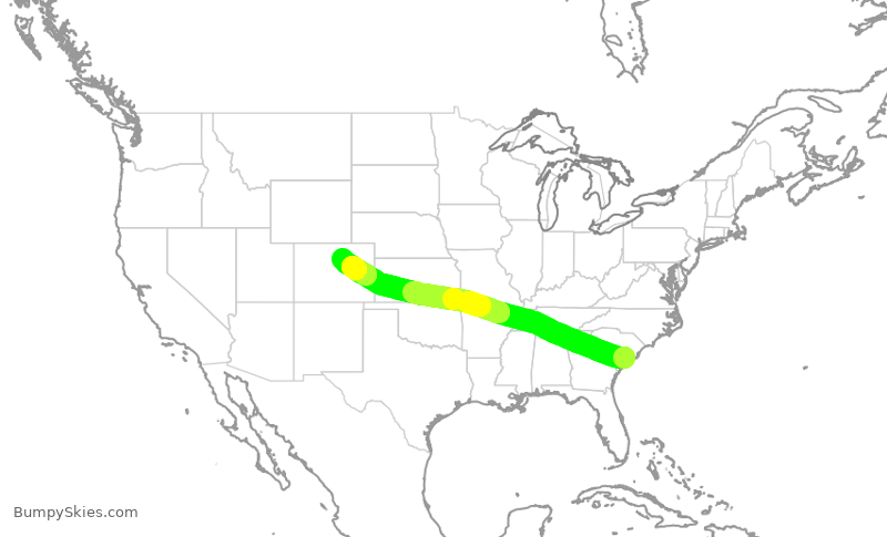 Turbulence forecast map for SWA262, CHS to DEN