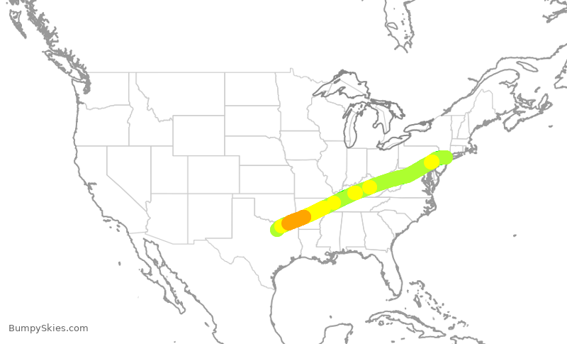 Turbulence forecast map for SWA2635, LGA to DAL