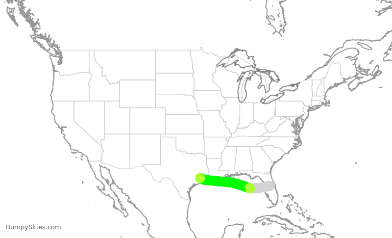Turbulence forecast map for SWA2637, MCO to HOU