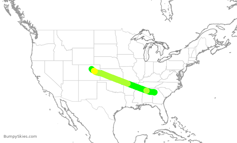 Turbulence forecast map for SWA2647, ATL to DEN