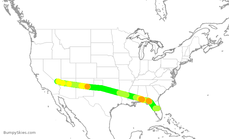 Turbulence forecast map for SWA2648, MCO to LAS
