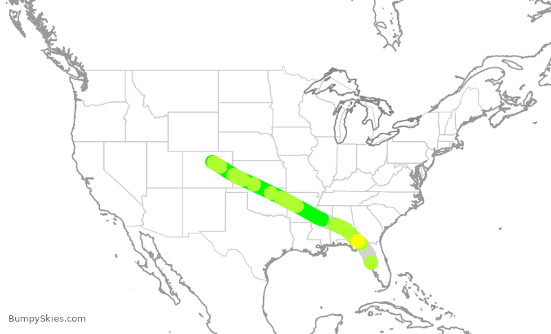 Turbulence forecast map for SWA264, TPA to DEN