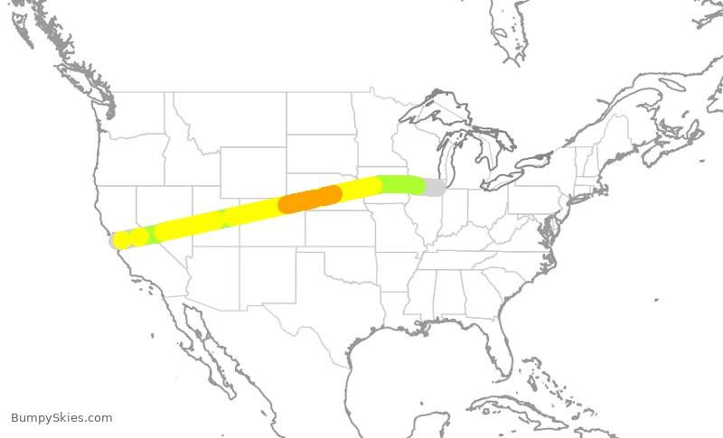 Turbulence forecast map for SWA2659, MDW to SJC