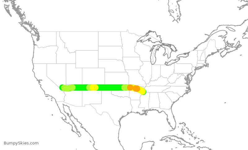 Turbulence forecast map for SWA2660, LAS to MEM