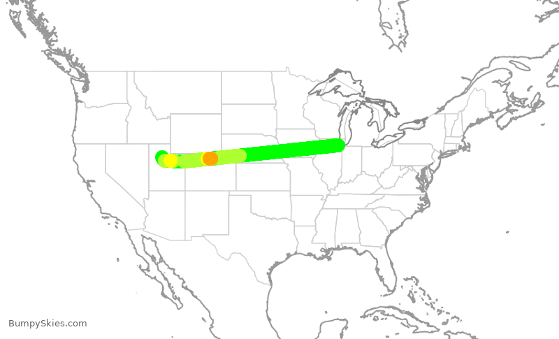 Turbulence forecast map for SWA2660, MDW to SLC