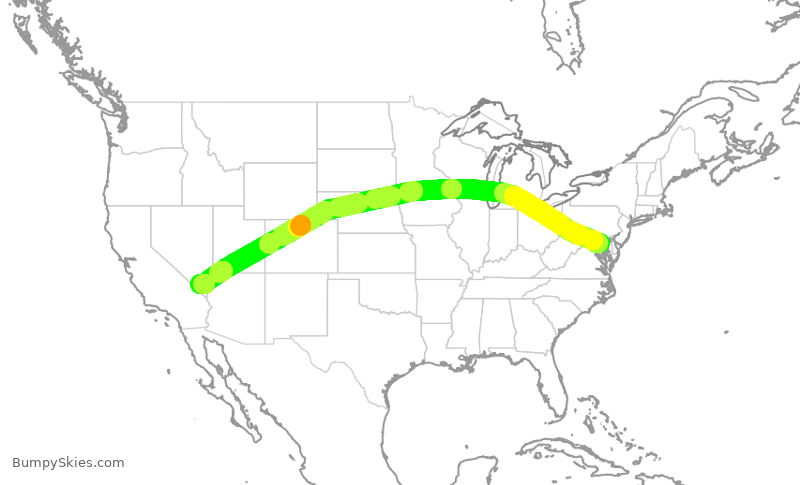Turbulence forecast map for SWA2661, BWI to LAS
