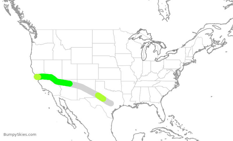 Turbulence forecast map for SWA2674, AUS to SFO