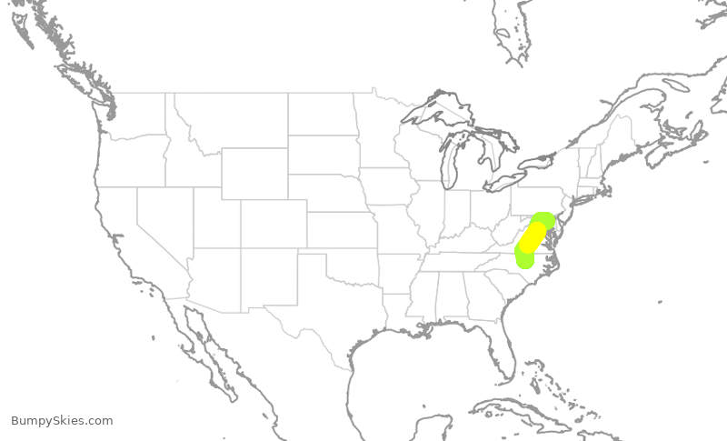 Turbulence forecast map for SWA2679, BWI to RDU