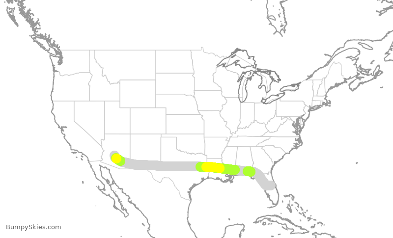 Turbulence forecast map for SWA2680, MCO to PHX