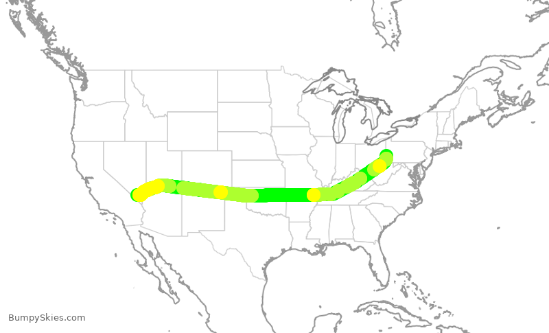 Turbulence forecast map for SWA2680, PIT to LAS