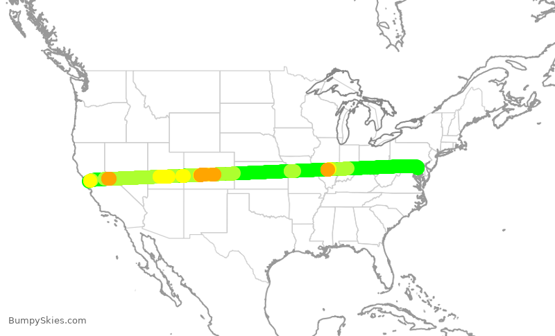 Turbulence forecast map for SWA2683, SFO to BWI