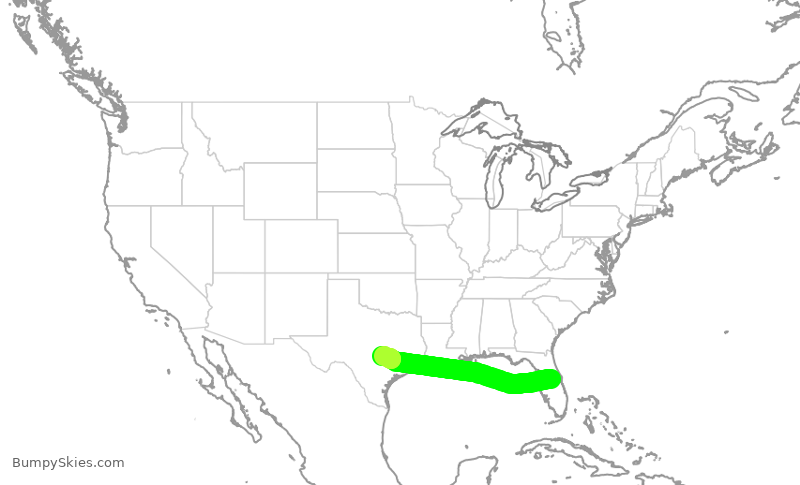Turbulence forecast map for SWA268, MCO to AUS