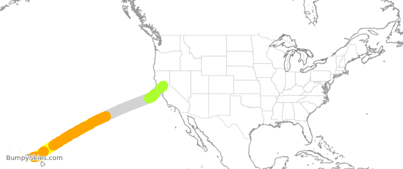 Turbulence forecast map for SWA2691, HNL to SMF